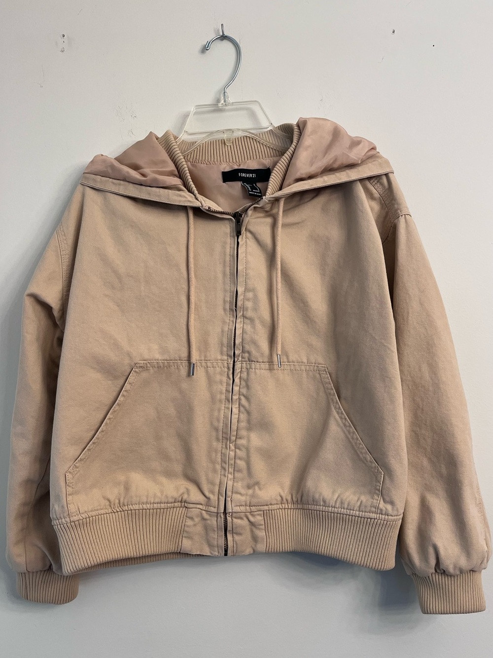 Forever 21 Hooded Casual Workwear/ Utility Bomber Jacket 100% Cotton